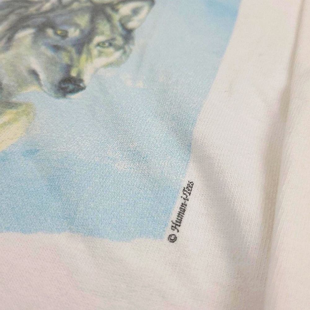 SOLD✨️Vtg 90s Spirits Of The Wild Wolf Nature Print Long Sleeve T-Shirt - Picture 5 of 5